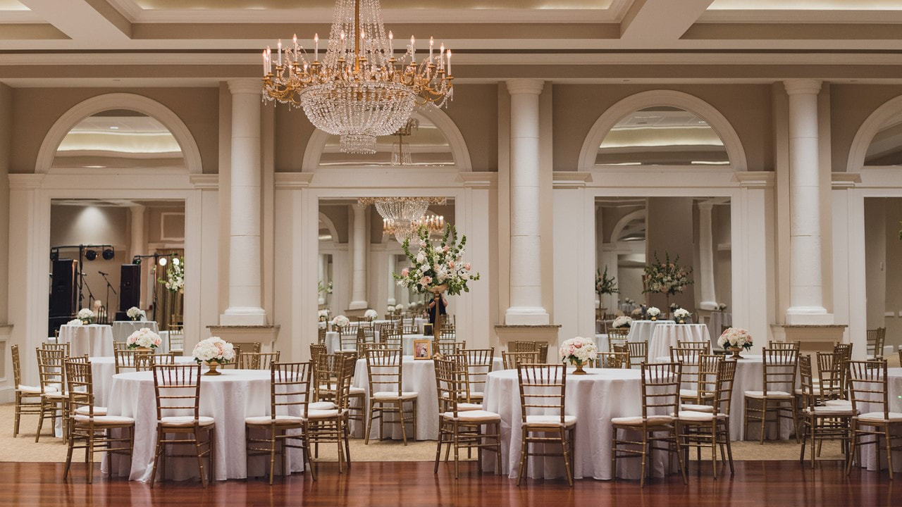 image of the Grand Ballroom at Le Pavillon decorated for a wedding - Wedding and Reception Venues - Lafayette Louisiana 